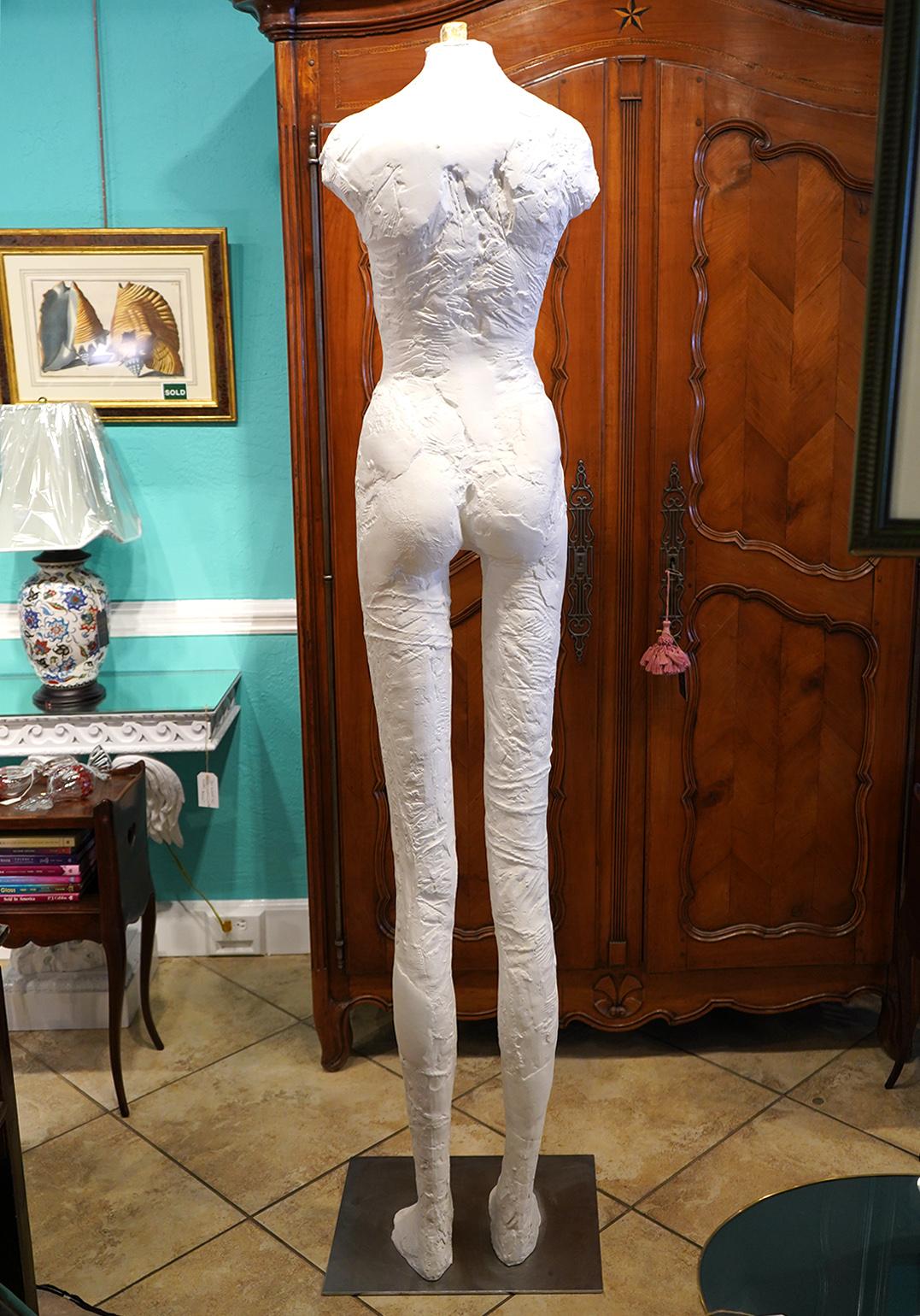 Tall Textured Sculpture of a Woman with Exaggerated Legs Style of Manuel Neri In Good Condition For Sale In Ft. Lauderdale, FL