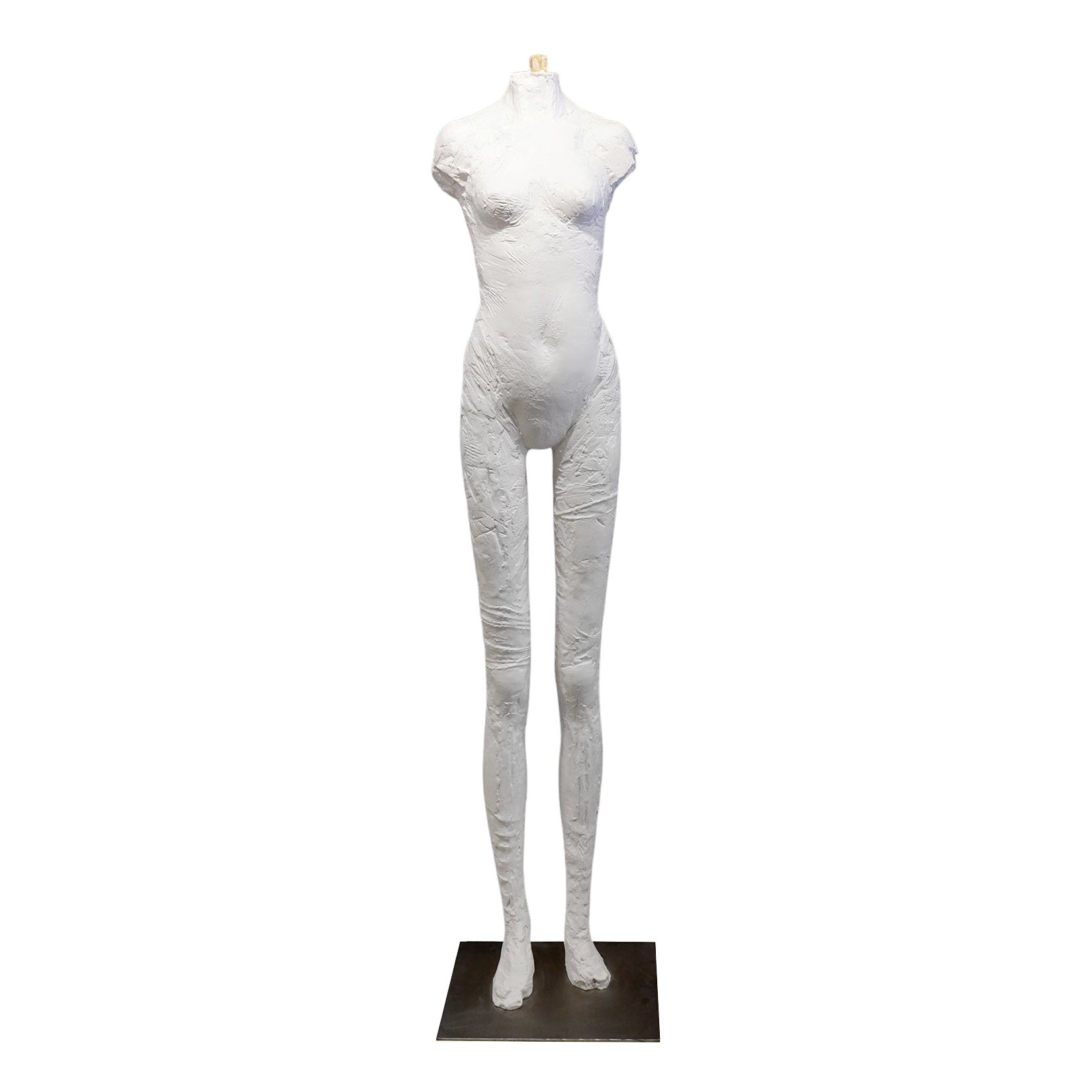 Tall Textured Sculpture of a Woman with Exaggerated Legs Style of Manuel Neri