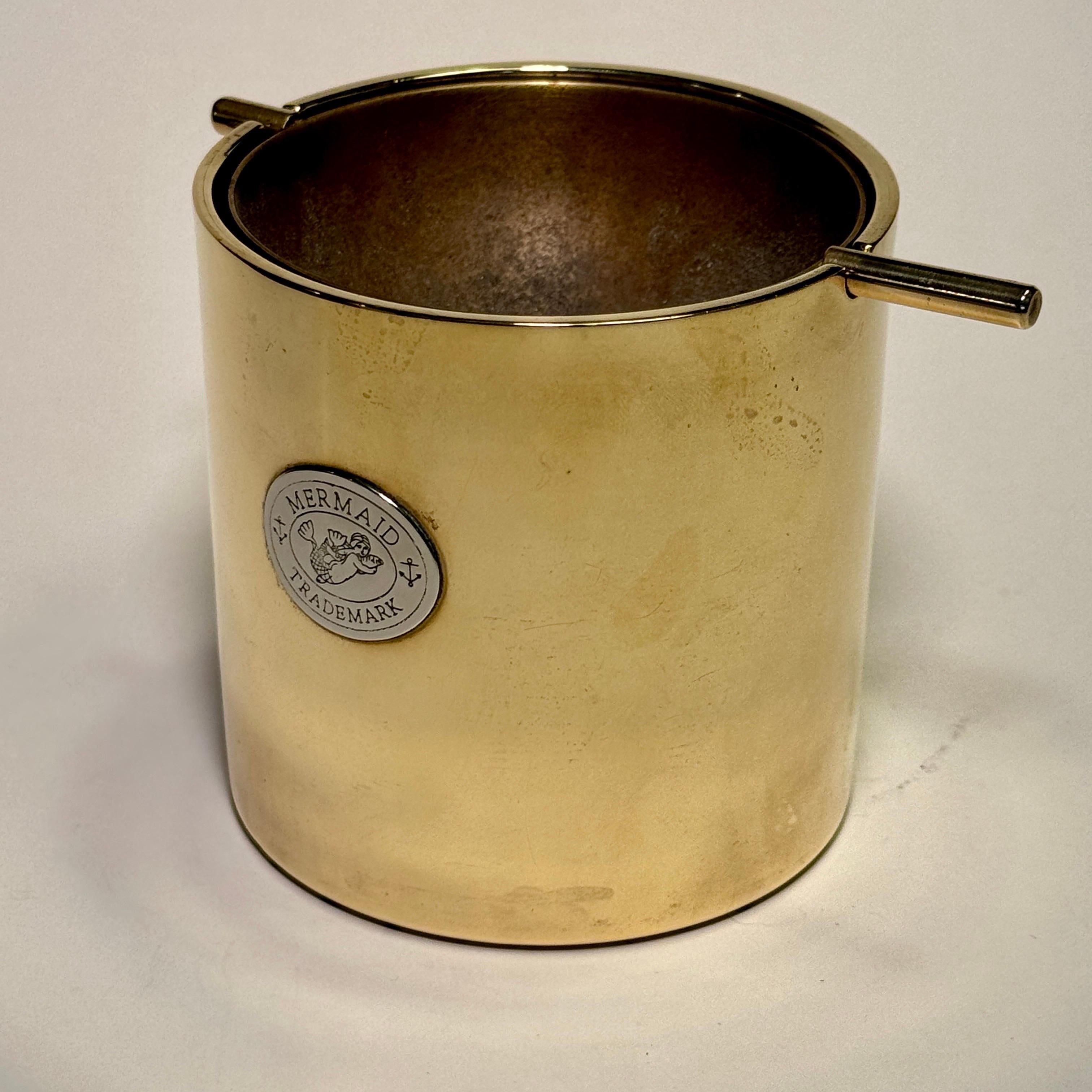 Tall Thick Solid Brass Ashtray by Arne Jacobsen For Stelton, Denmark 1960's For Sale 5