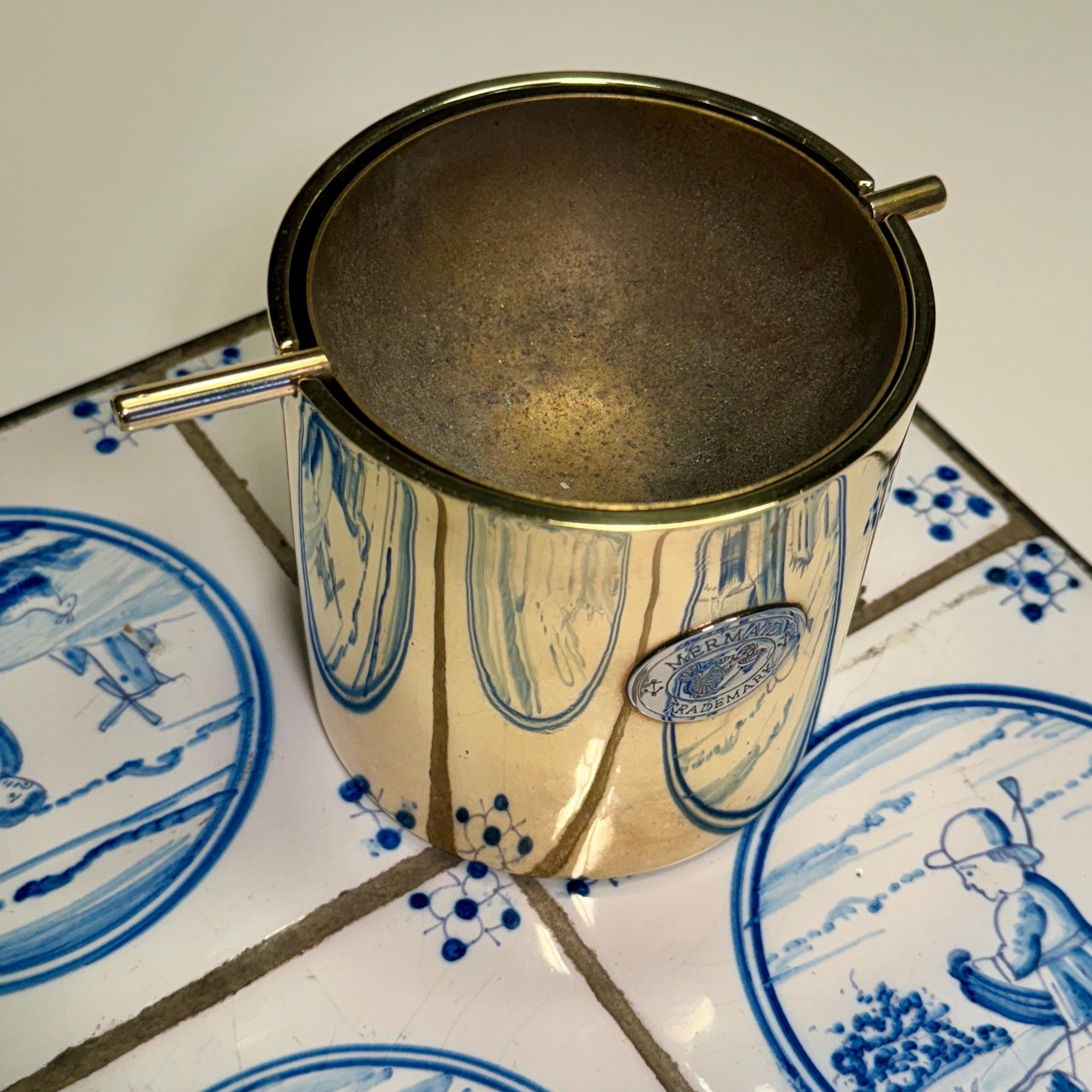 Tall Thick Solid Brass Ashtray by Arne Jacobsen For Stelton, Denmark 1960's In Good Condition In Haddonfield, NJ