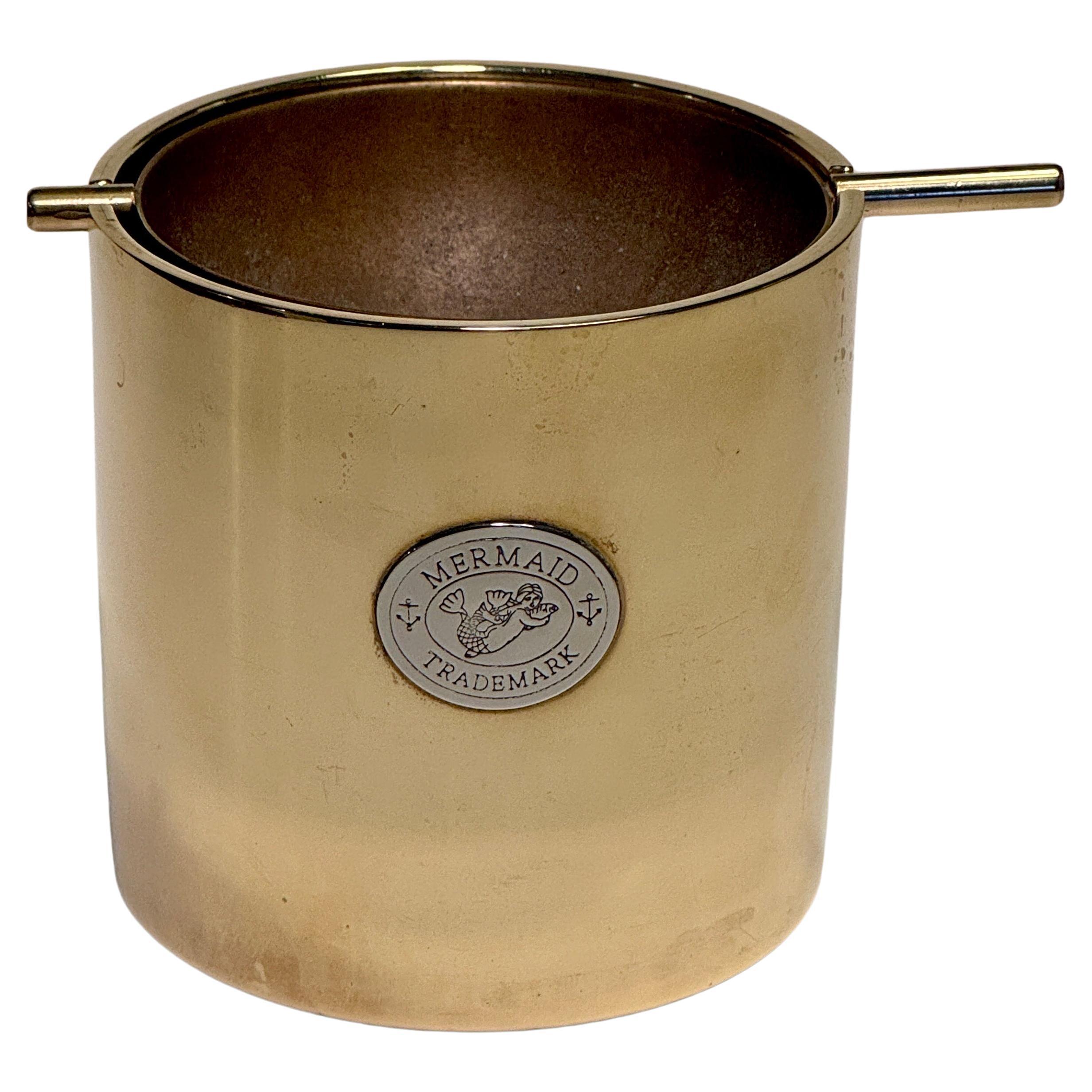 Tall Thick Solid Brass Ashtray by Arne Jacobsen For Stelton, Denmark 1960's For Sale