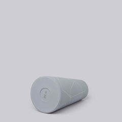 Tall Thin Medium Grey Conical Ceramic Vase with Graphic Line Pattern