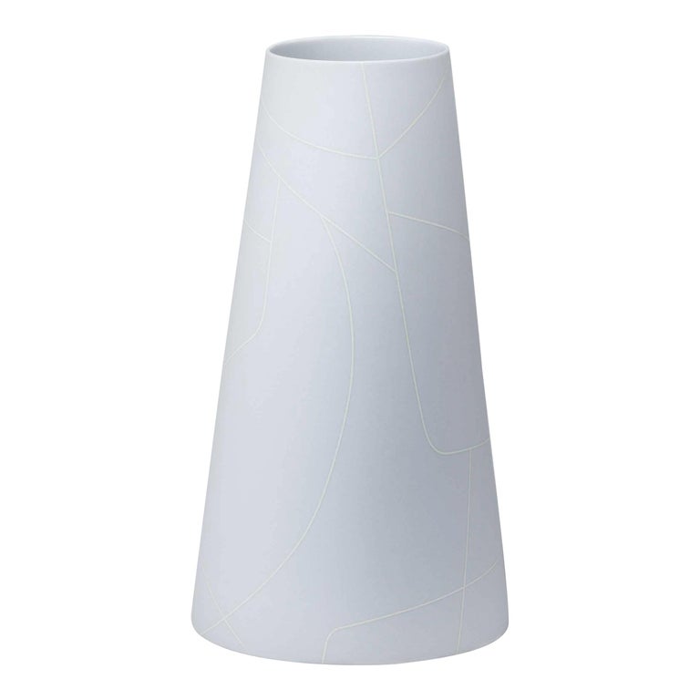 Tall Thin Medium Grey Conical Ceramic, Long Slim Lamp Shades