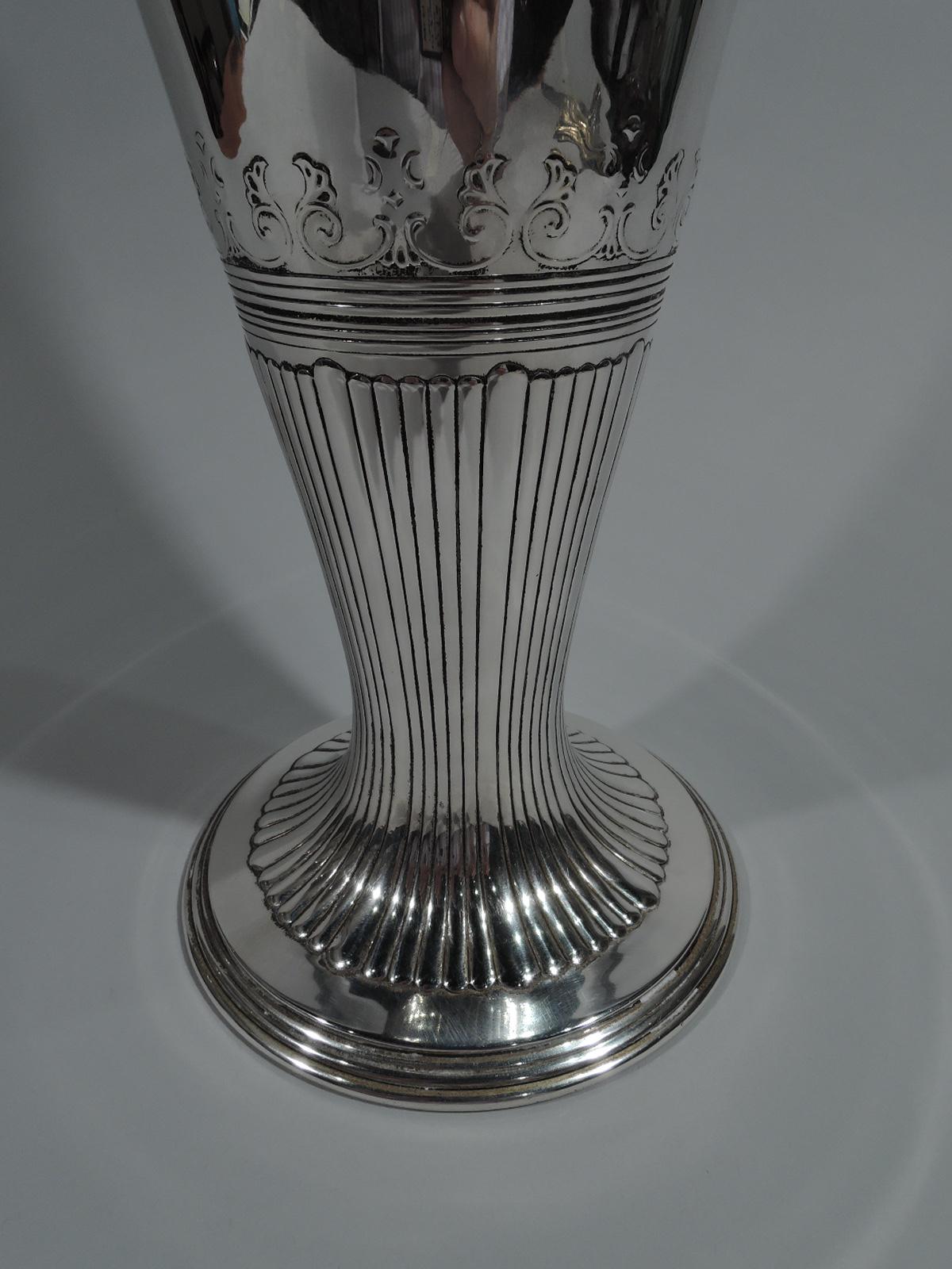 American Tall Tiffany Art Deco Classical Sterling Silver Vase