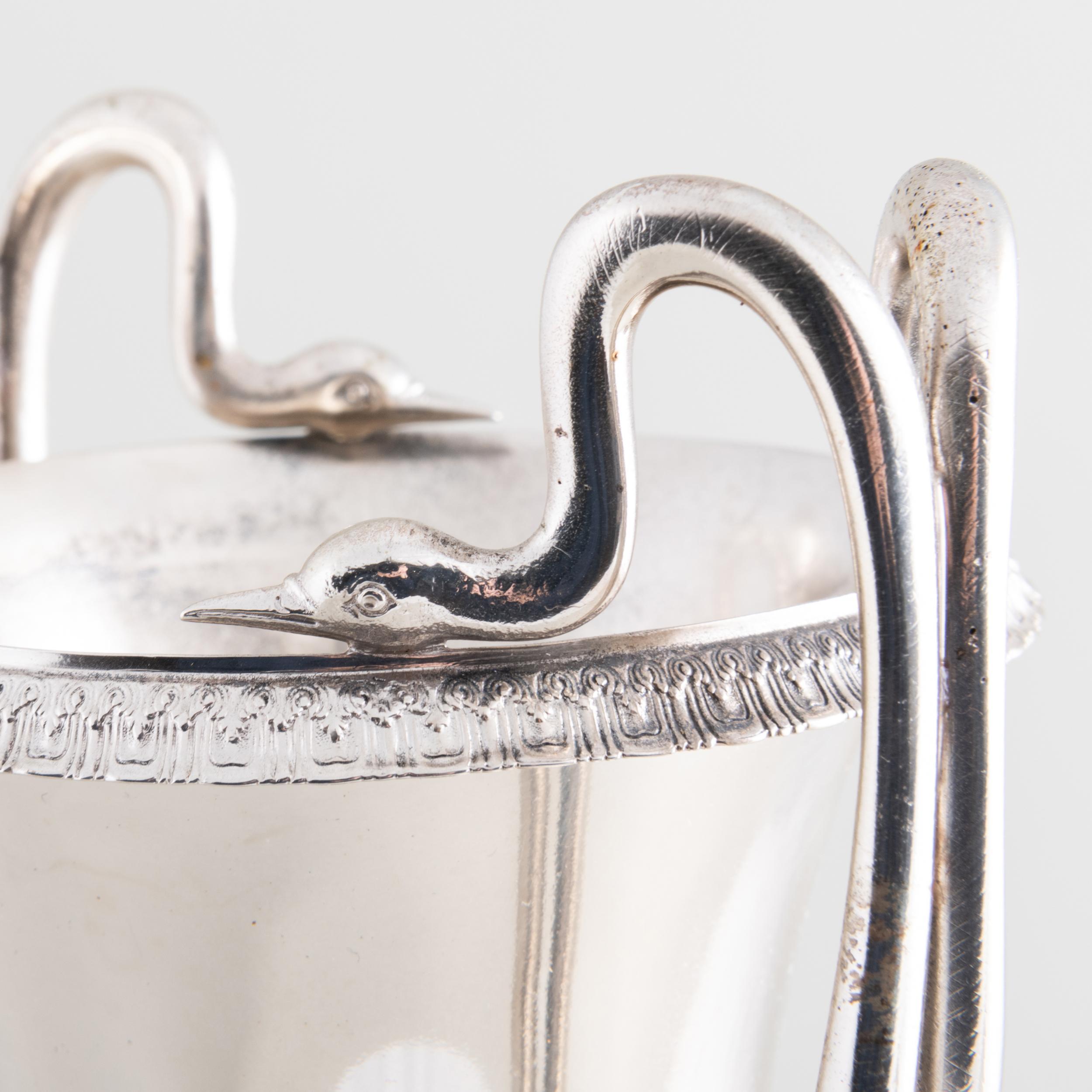 Tall Tiffany Sterling Silver Doubled Handled Side Handles Decorative Vase In Good Condition For Sale In Tarry Town, NY