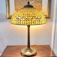 Tall Tiffany Studios Geometric 20” Vine Border Table Lamp