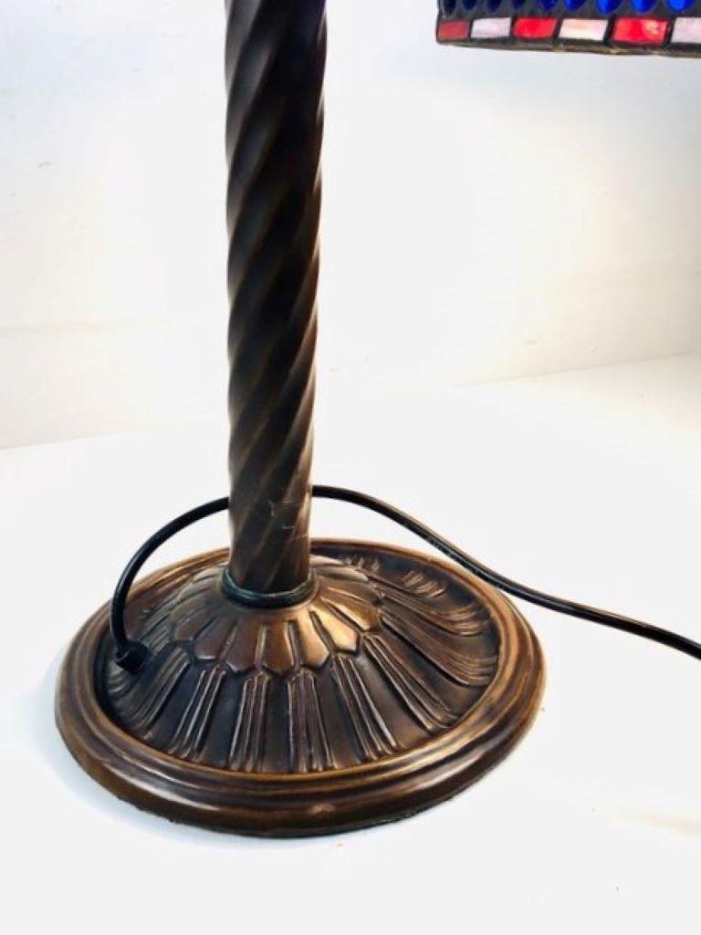 Tiffany Style Leaded Glass Bankers Desk Lamp Table Lamp, 1950s For Sale 4