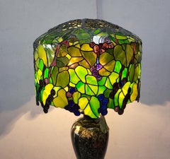 Tall Tiffany Style Wisteria Lamp Grapes Black Marble