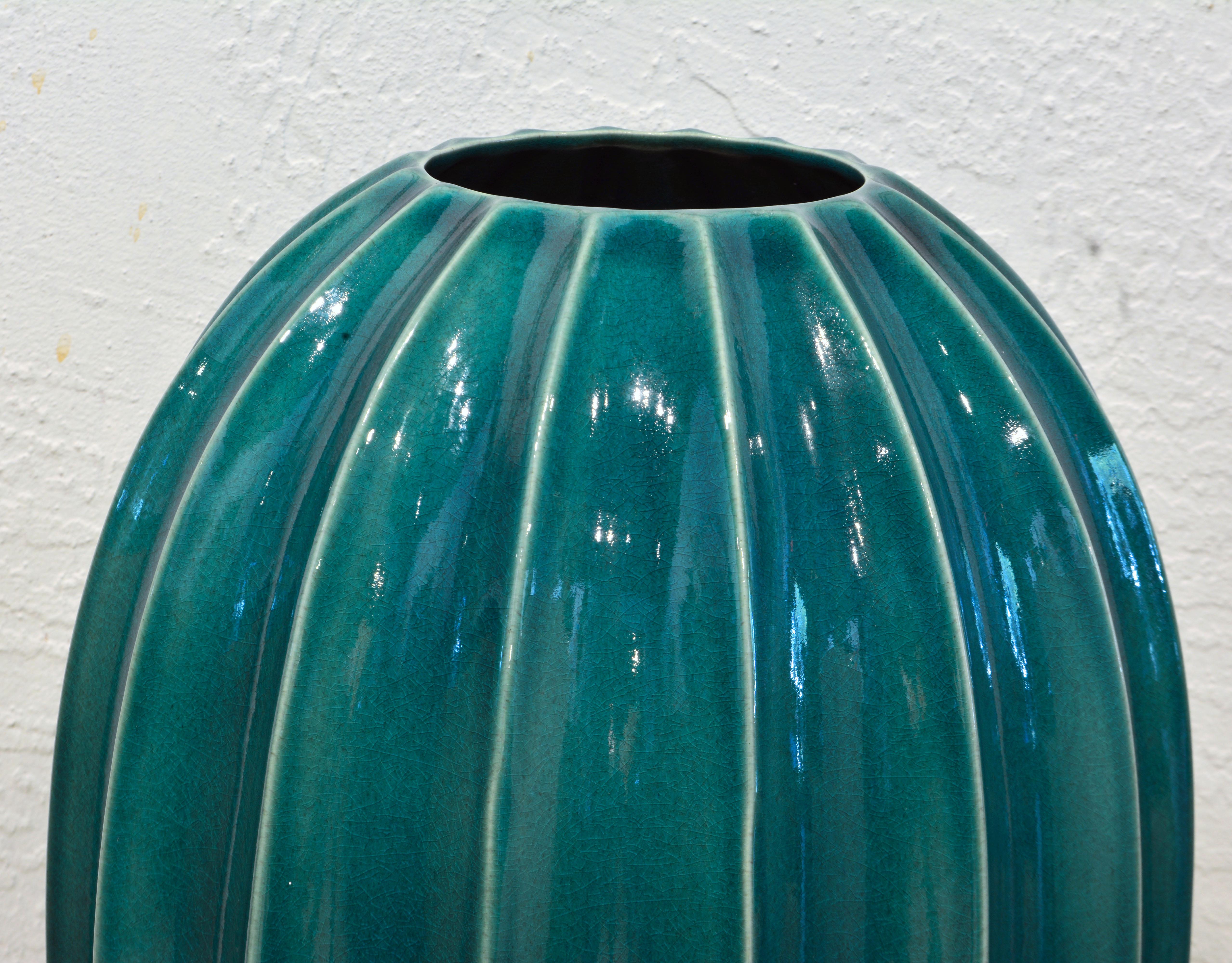 tall turquoise floor vase