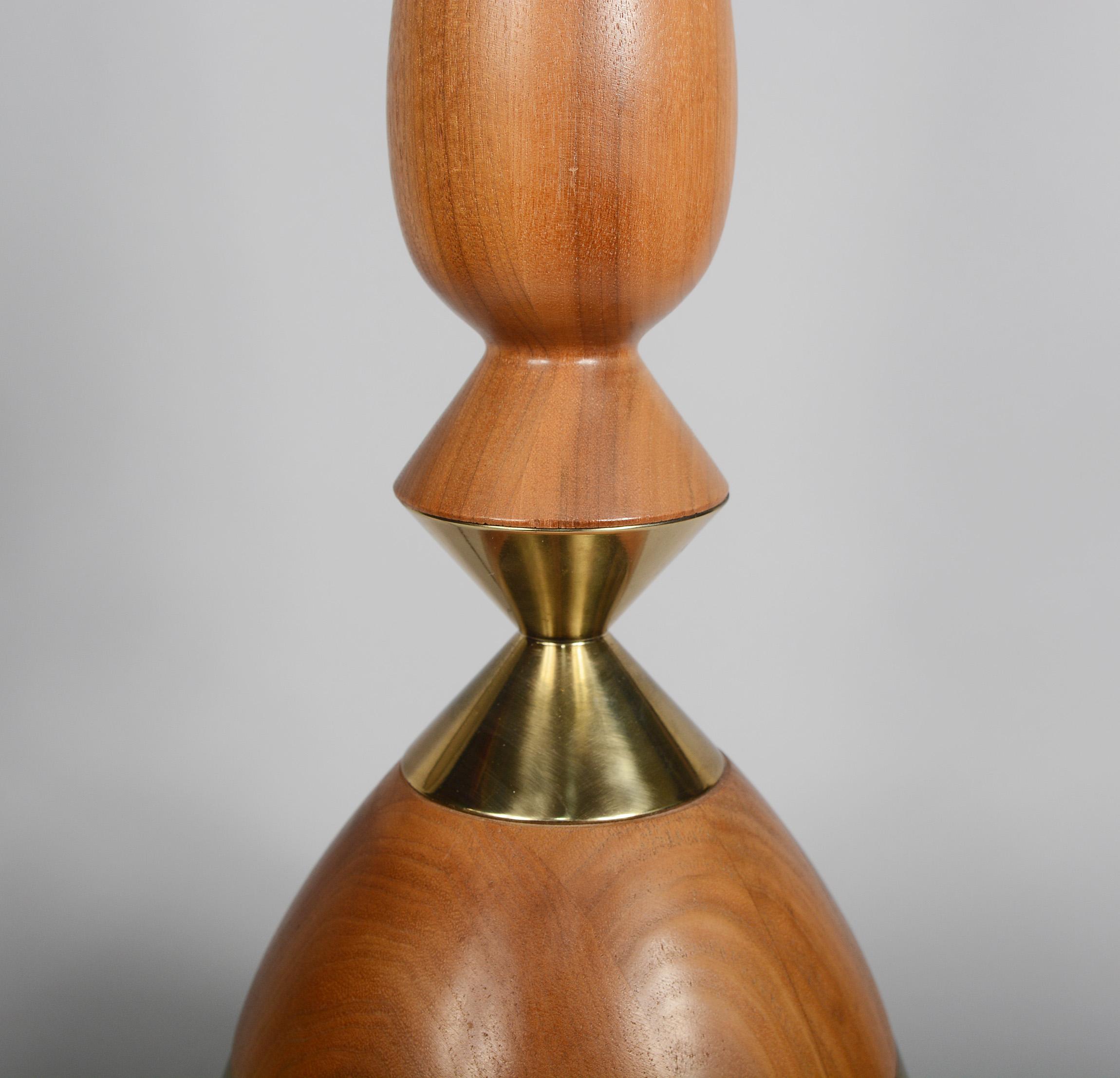 Plated Tall Tony Paul Brass and Walnut Table Lamp for Westwood