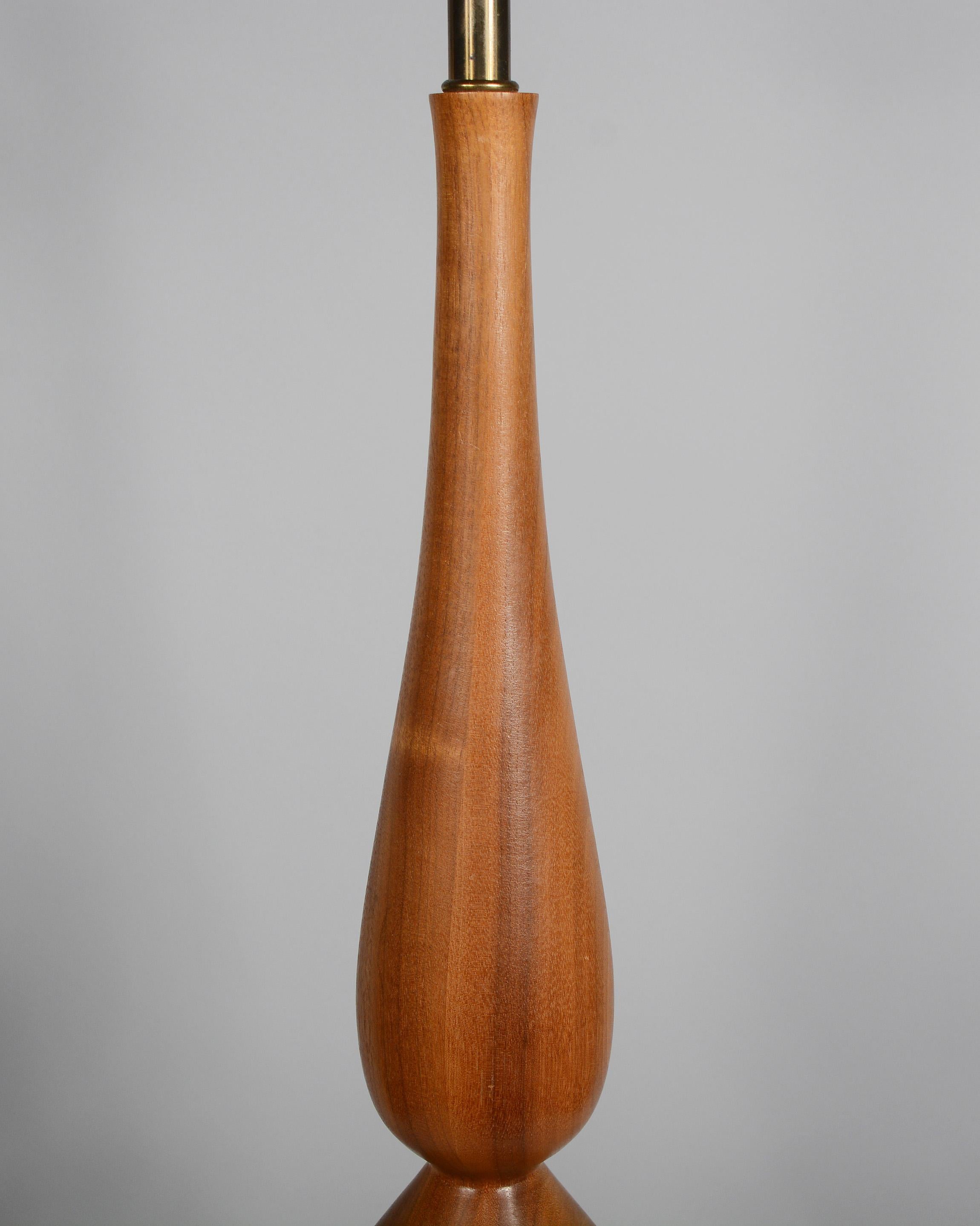 Tall Tony Paul Brass and Walnut Table Lamp for Westwood In Good Condition In San Mateo, CA