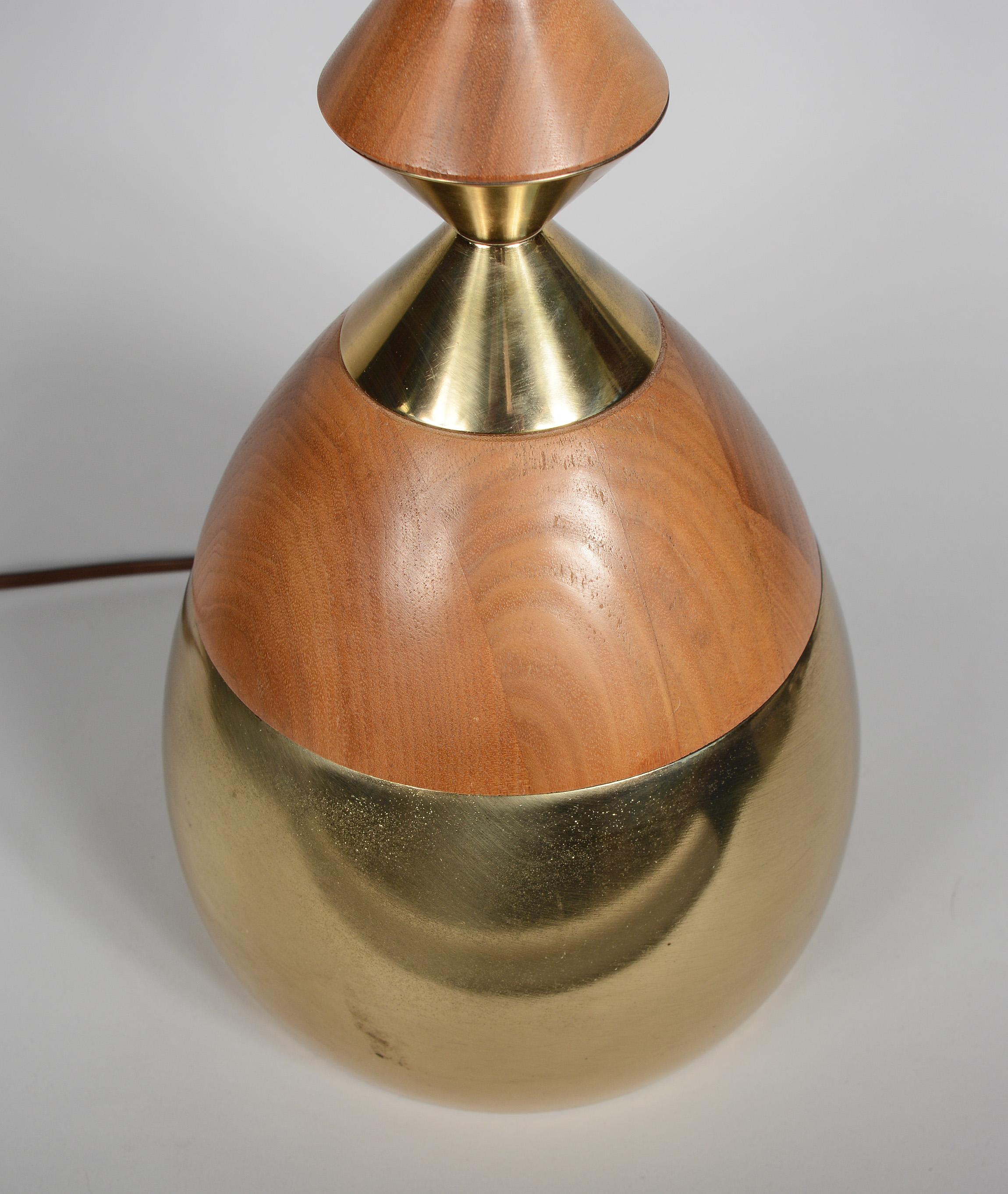 Tall Tony Paul Brass and Walnut Table Lamp for Westwood 1