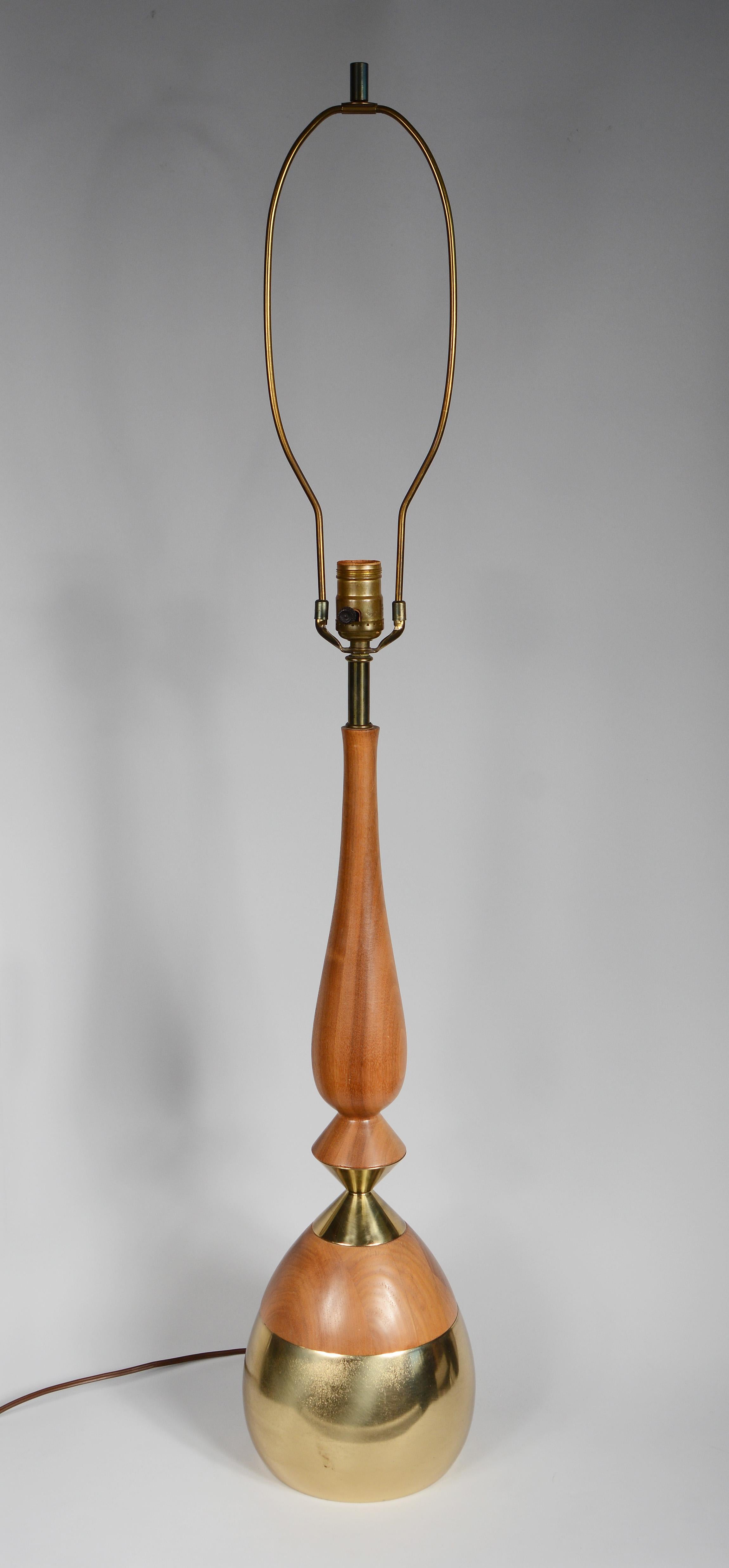 Tall Tony Paul Brass and Walnut Table Lamp for Westwood 2