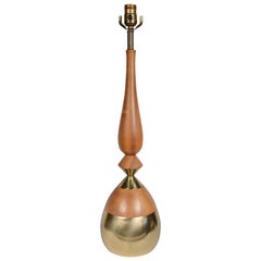 Tall Tony Paul Brass and Walnut Table Lamp for Westwood