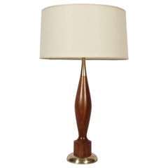 Tall Tony Paul for Westwood Industries Turned Walnut and Brass Table Lamp