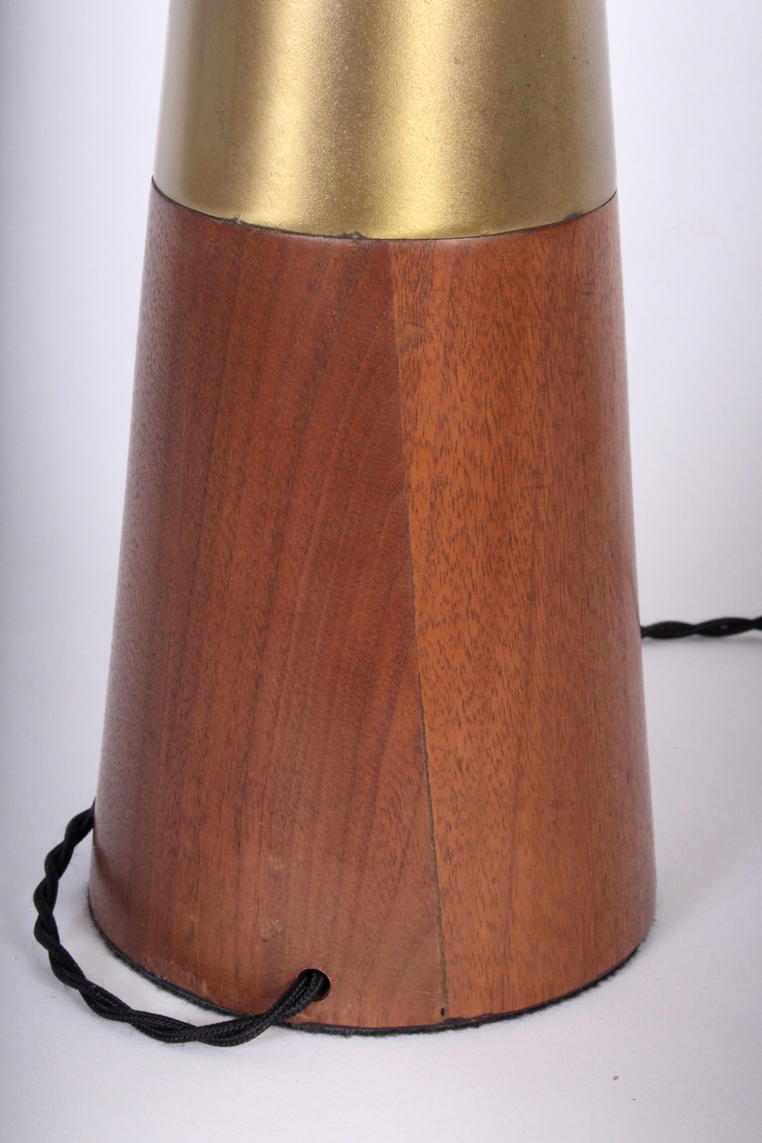 Mid-20th Century Tall Tony Paul for Westwood Swedish Brass & Solid Walnut Table Lamp, 1950s For Sale