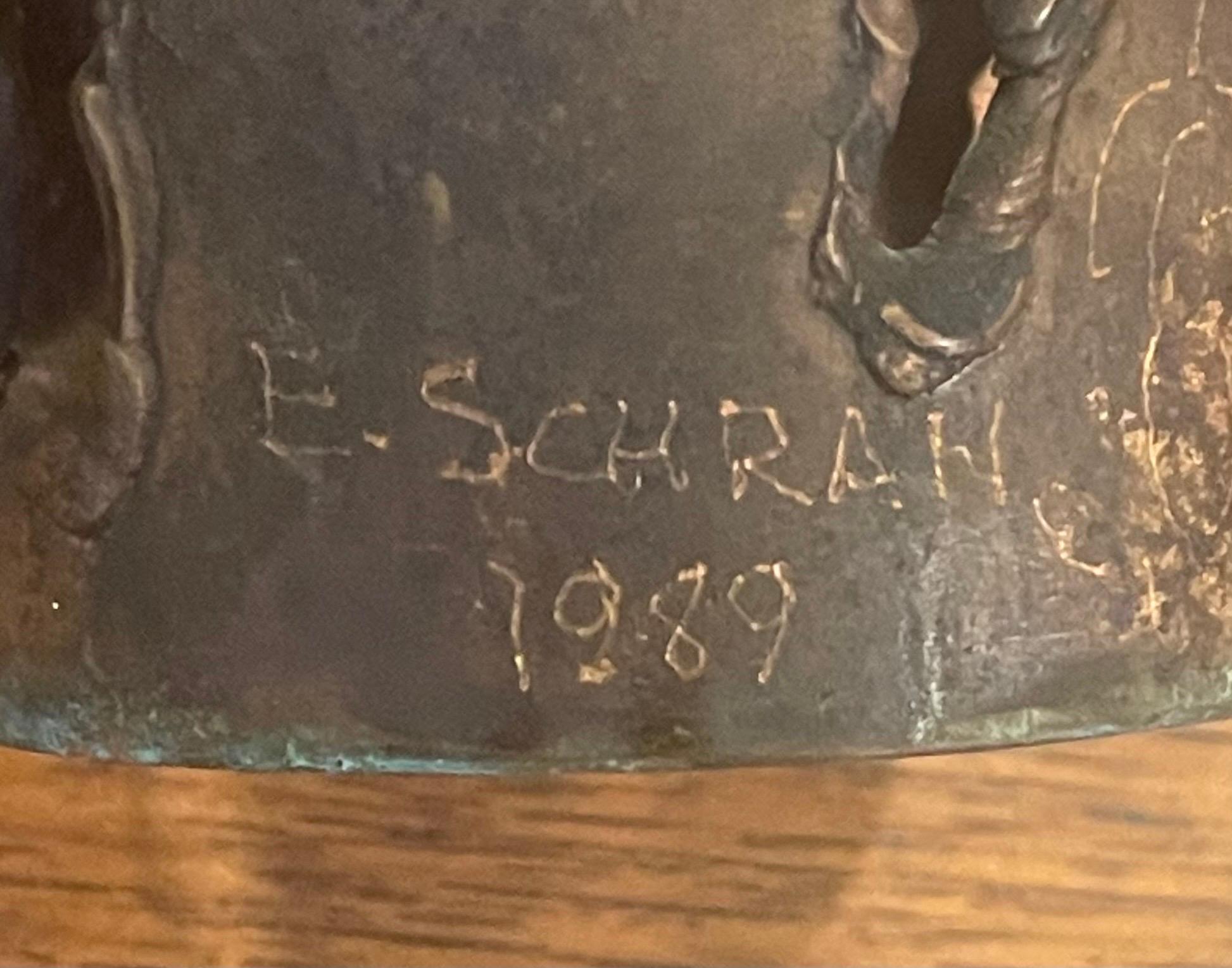 Tall Torch Cut Brutalist Copper Candleholder by E.Schran For Sale 4