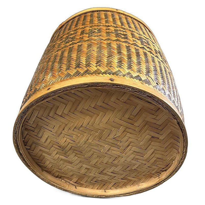 Bamboo Tall Traditional Thai Hand Woven Wicker Rice Storage Basket w/ Lid For Sale