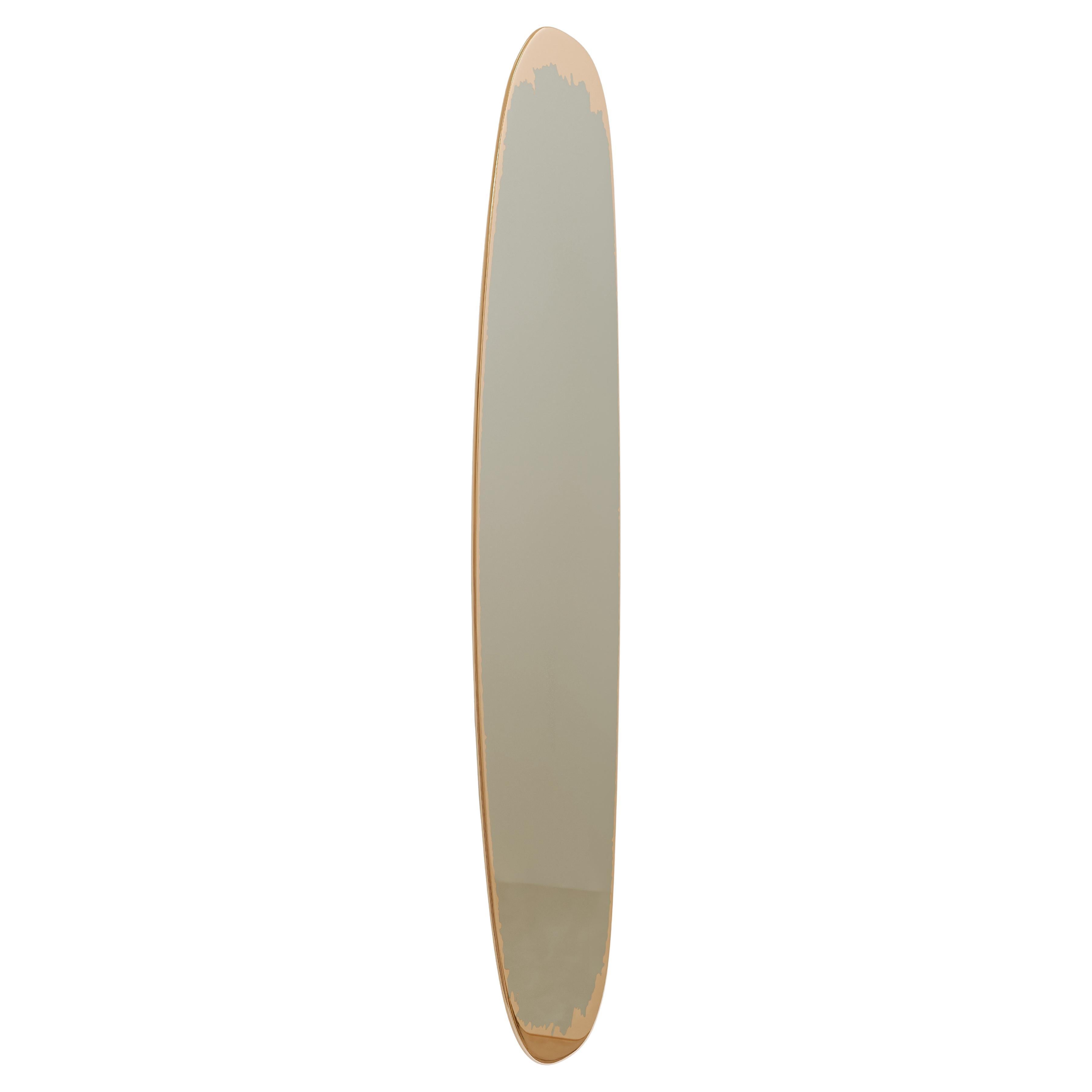Tall Transition Mirror Crafted From Polished Stainless Steel And Bronze