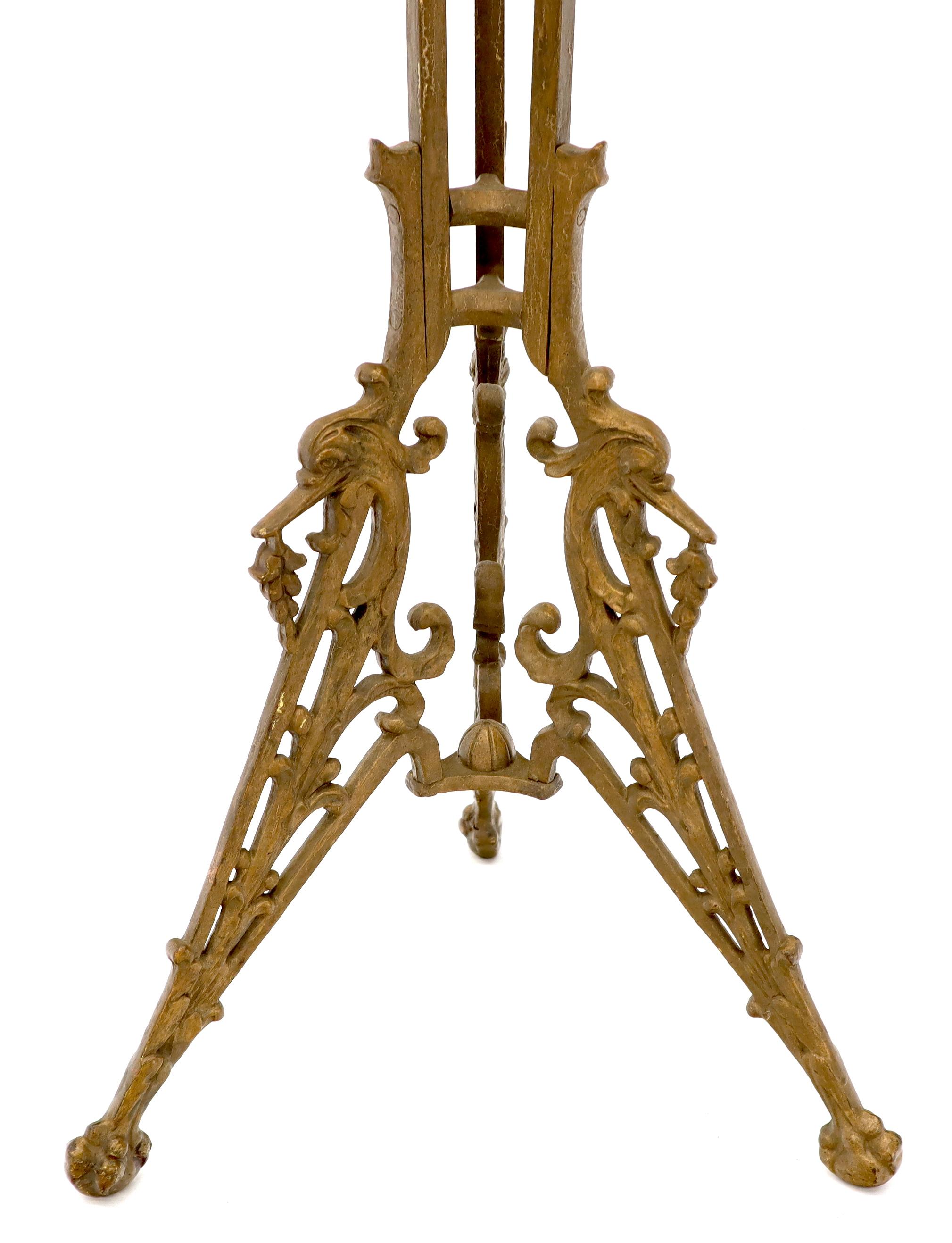 Tall Tri Legged Base Gold Finish Cast Iron Ornate Planter 2