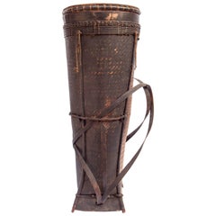 Tall Tribal Storage Basket with Lid from Laos, Mid-20th Century