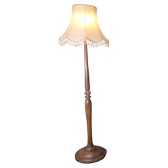 Antique Tall Turned Beech Floor Lamp, Standard Lamp