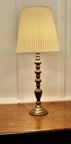 Tall Turned Brass Table Lamp   This is a good quality brass piece