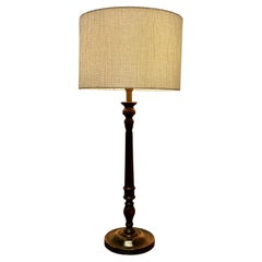 Used Tall Turned Dark Wood Table Lamp   