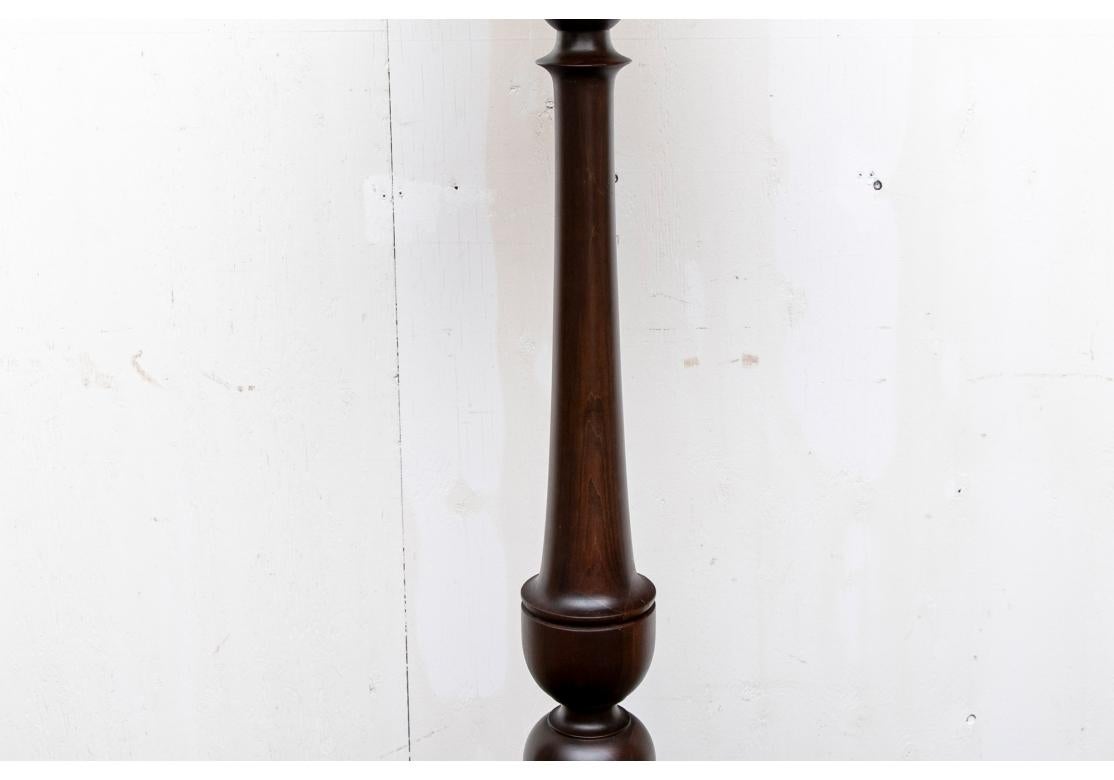 Tall Turned Wood Floor Lamp In Fair Condition For Sale In Bridgeport, CT