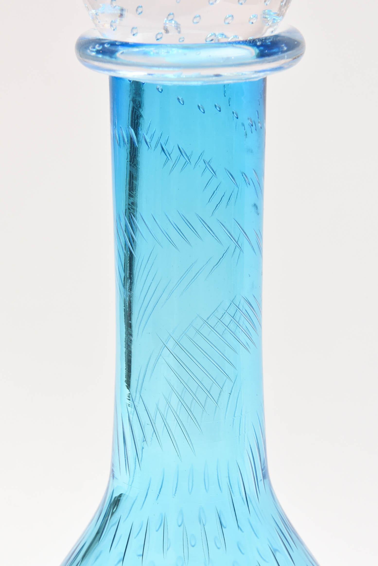 Blown Glass Tall Turquoise Glass Centrepiece Epergne, Handblown Custom Colors Available