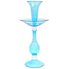 Tall Turquoise Glass Centrepiece Epergne, Handblown Custom Colours Available