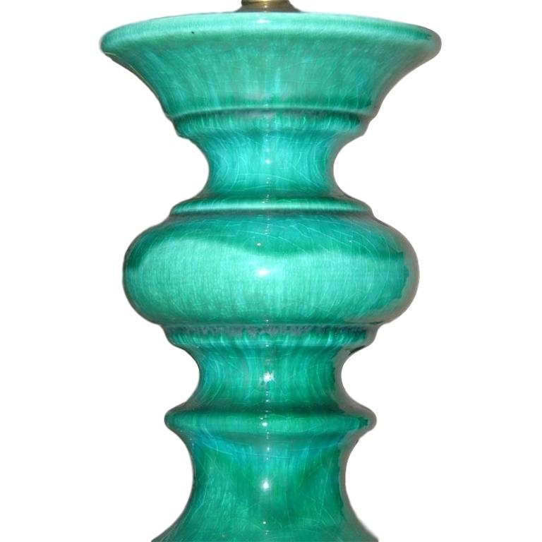 French Tall Turquoise Porcelain Table Lamps