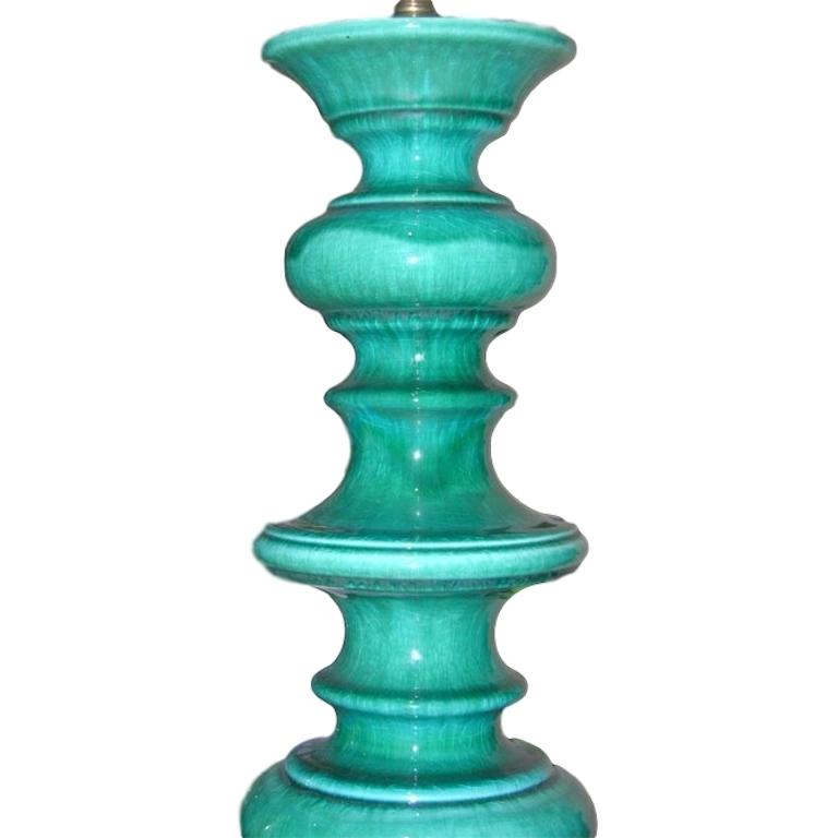 Glazed Tall Turquoise Porcelain Table Lamps