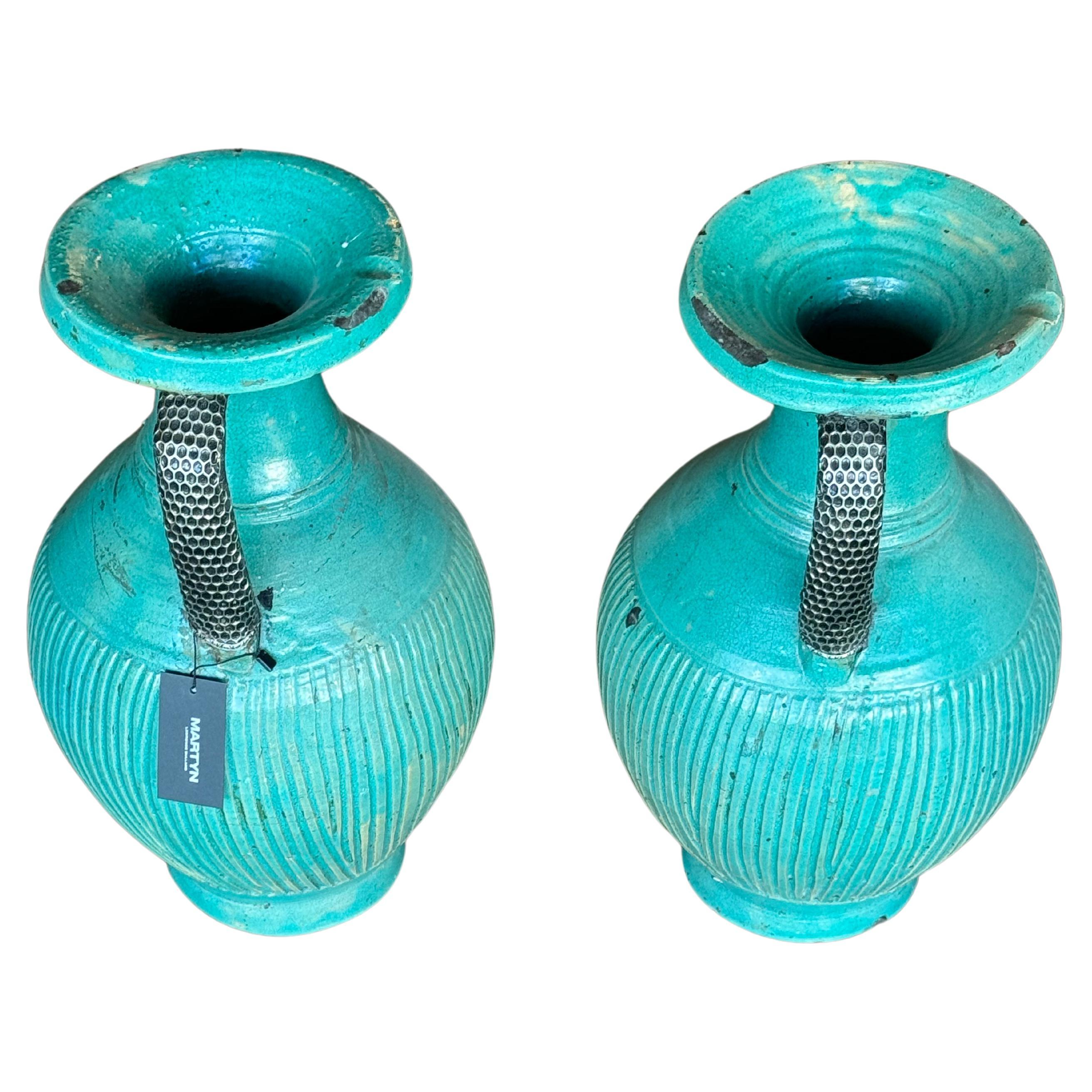 tall turquoise vase