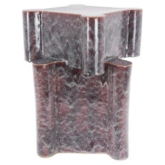 Tall Twisted Ceramic Castle Side Table in Snowy Plum by Bzippy