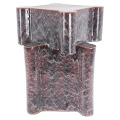 Tall Twisted Ceramic Castle Side Table in Snowy Plum by BZIPPY