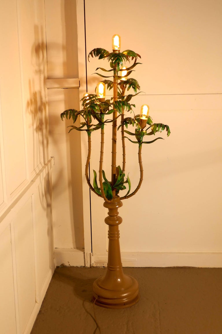 Tall Unusual French Conservatory Painted Toleware Floor Lamp at 1stDibs