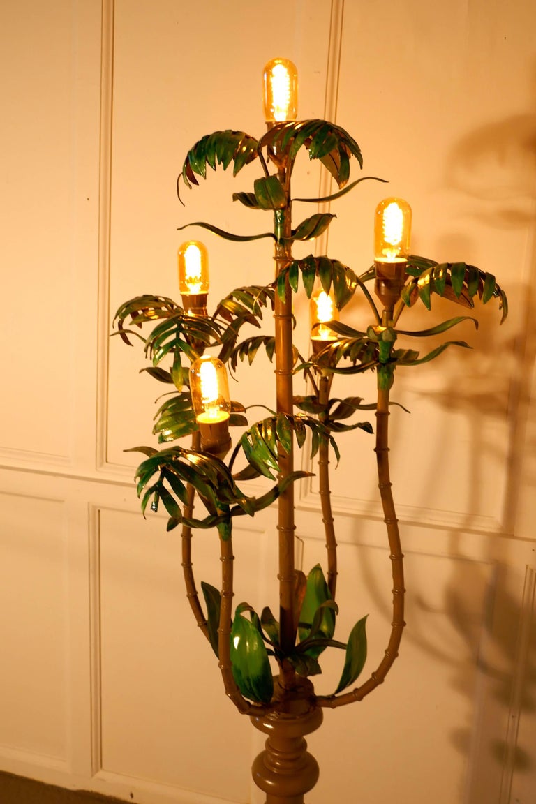 Tall Unusual French Conservatory Painted Toleware Floor Lamp at 1stDibs