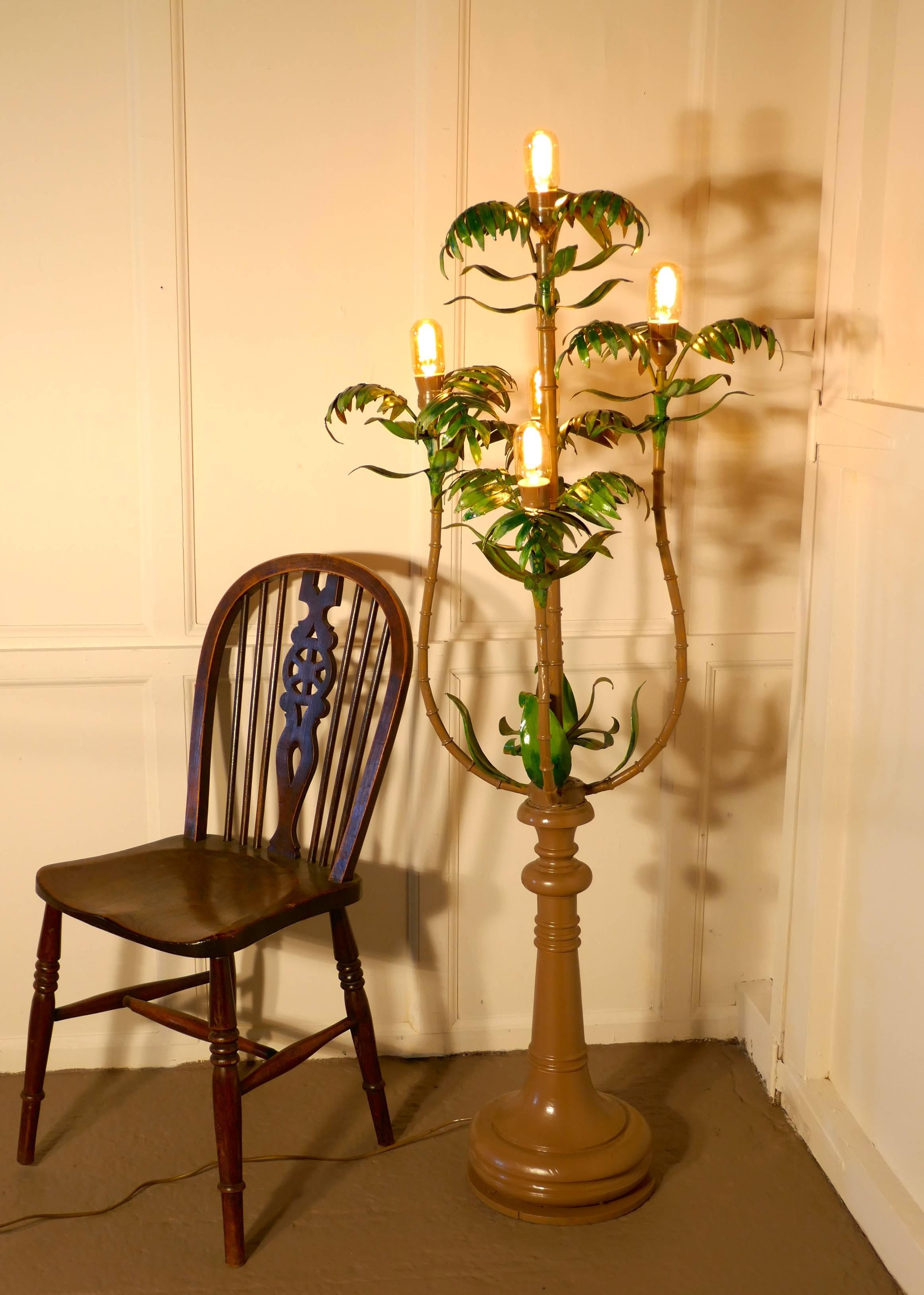 Tall Unusual French Conservatory Painted Toleware Floor Lamp 1