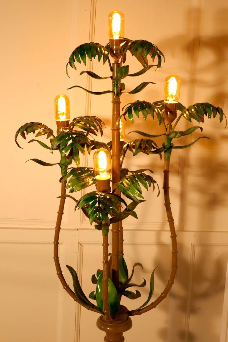 Tall Unusual French Conservatory Painted Toleware Floor Lamp at 1stDibs