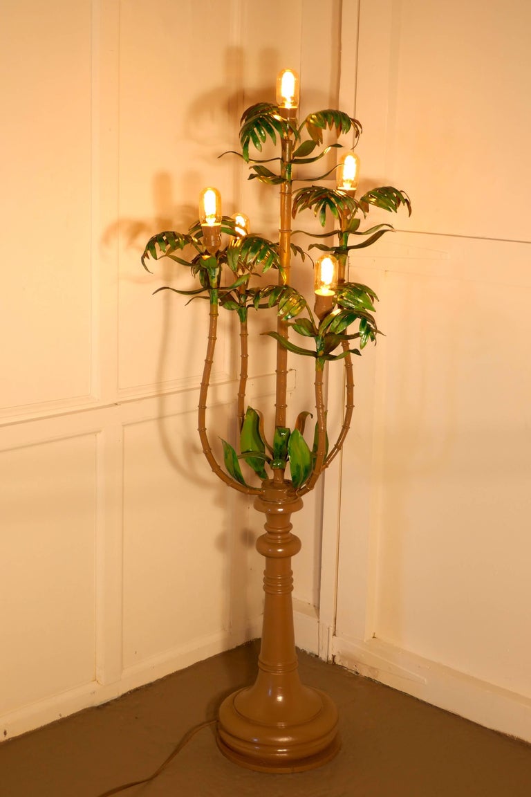 Tall Unusual French Conservatory Painted Toleware Floor Lamp at 1stDibs