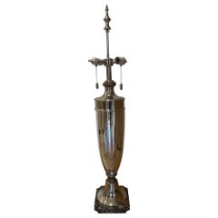 Tall Urn Shaped Mercury Glass Lamp with Marble Stone Base