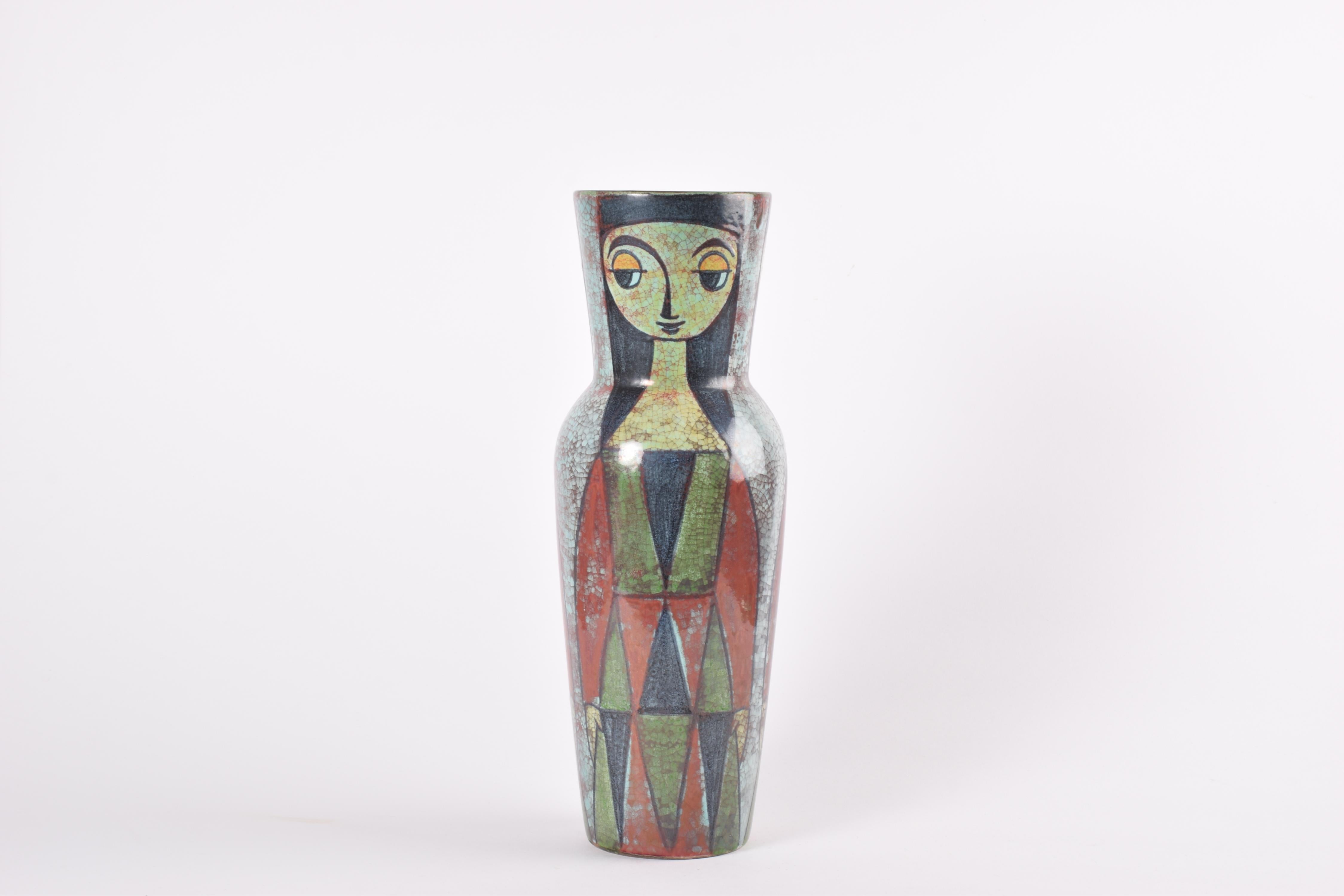 Mid-Century Modern Tall Vase by Marianne Starck for MA&S Persia Glaze Colorful Decor, Danish 1960s For Sale