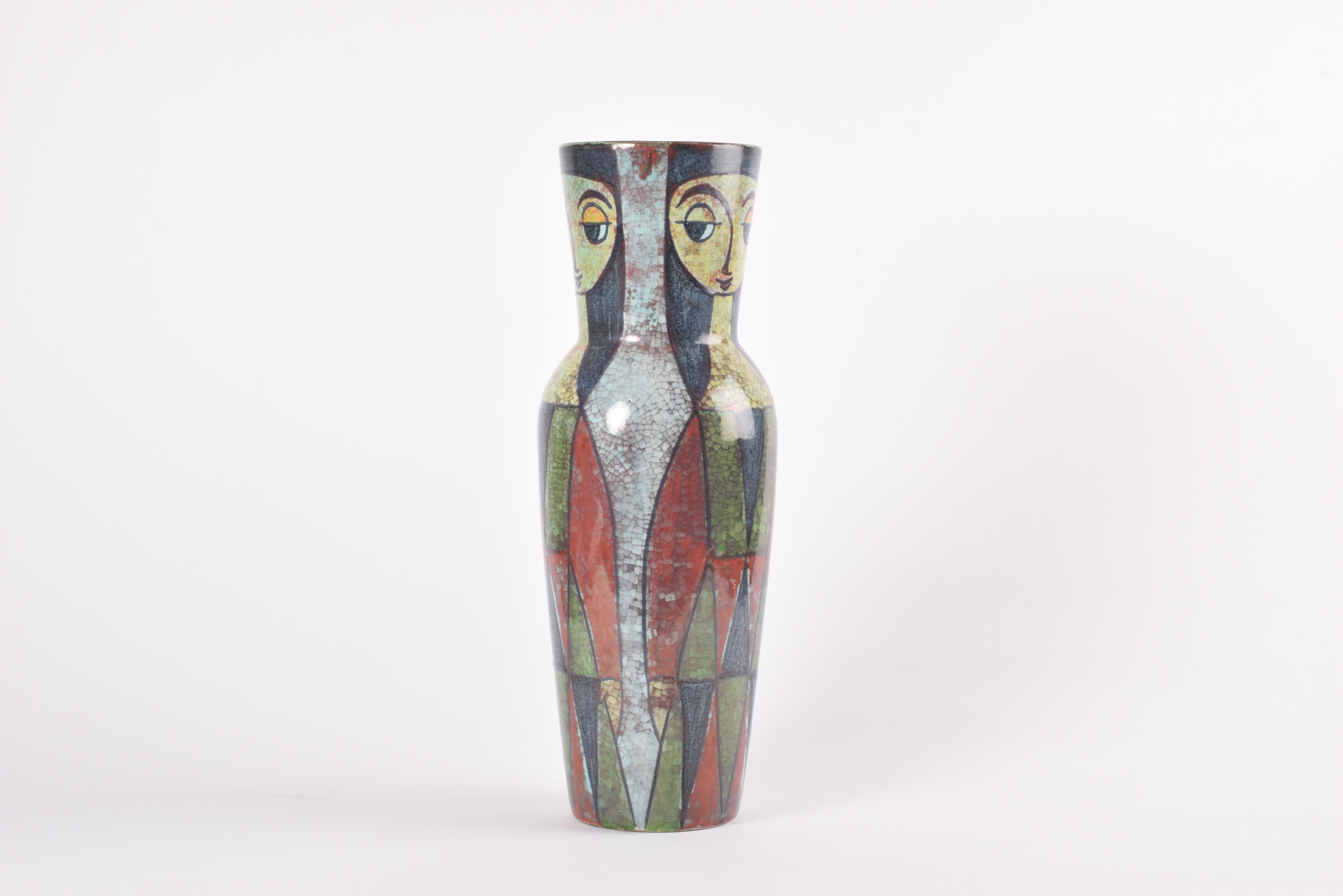 Glazed Tall Vase by Marianne Starck for MA&S Persia Glaze Colorful Decor, Danish 1960s For Sale