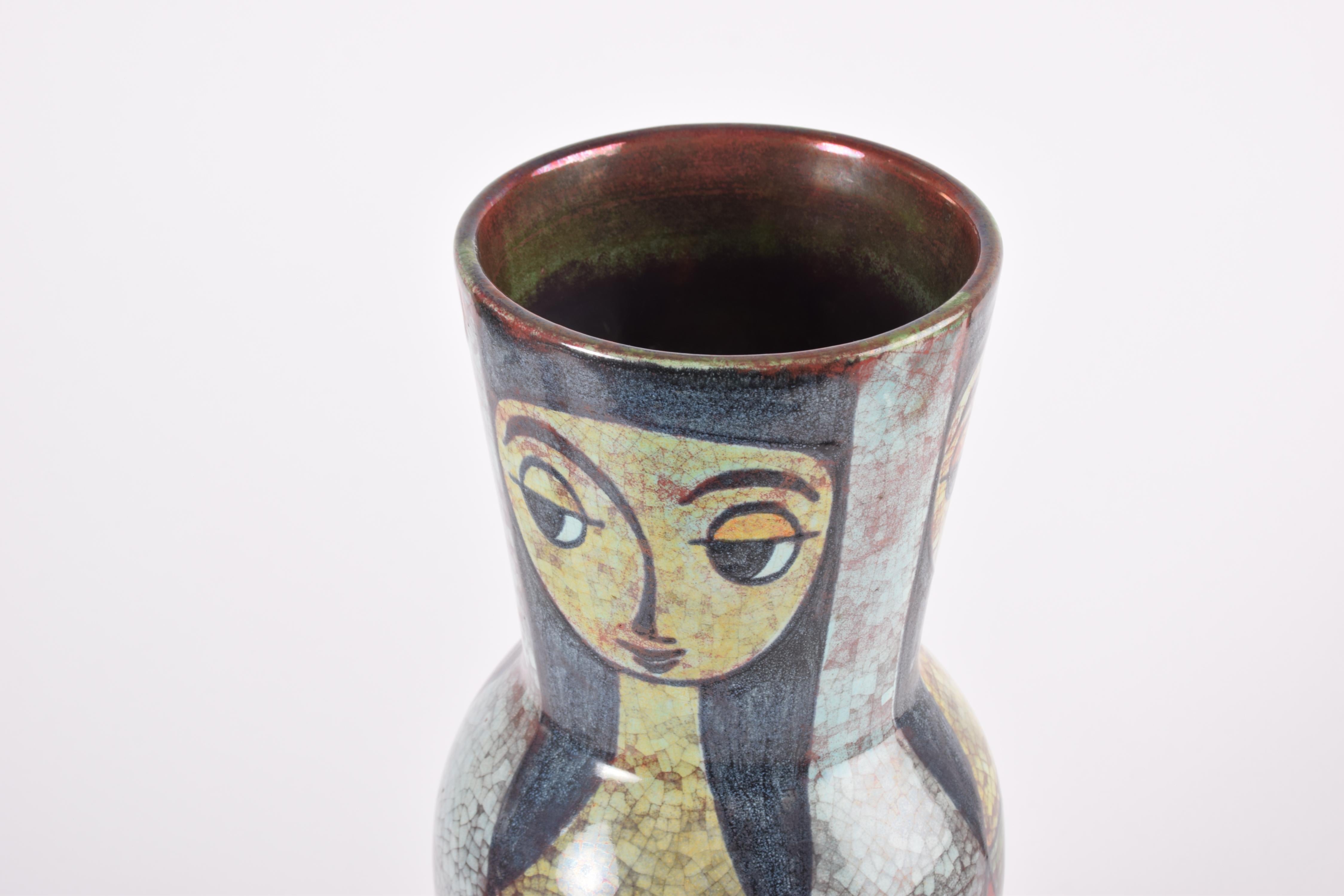 Mid-20th Century Tall Vase by Marianne Starck for MA&S Persia Glaze Colorful Decor, Danish 1960s For Sale