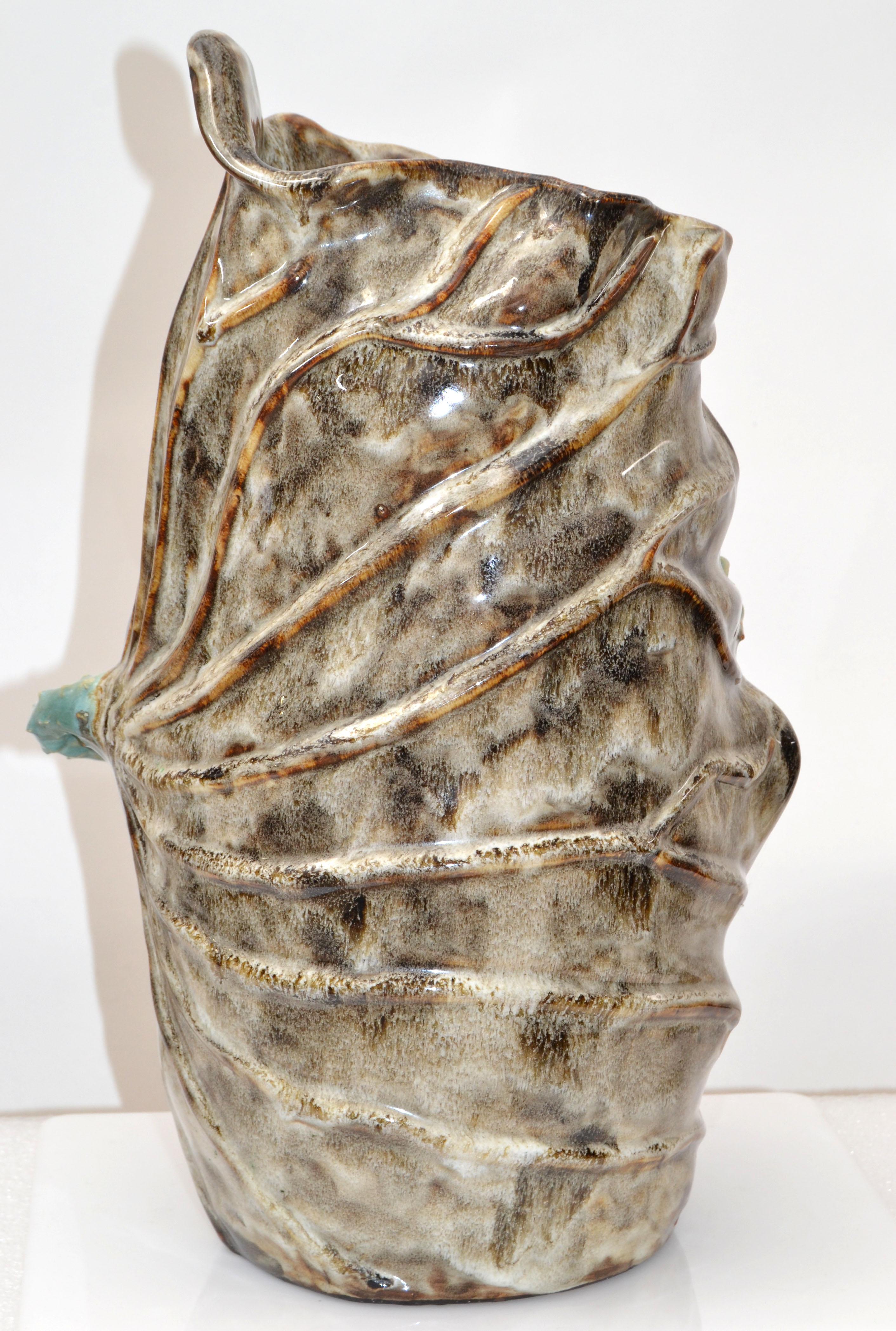 Grand vase en faïence émaillée moderne du milieu du siècle, motif nautique de grenouille et de crabe, 1970 en vente 6