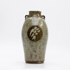 Tall Vase with Signed Tomobako by Living National Treasure Tatsuzo Shimaoka