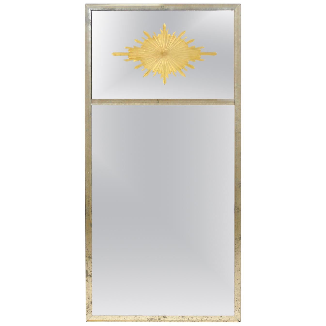 Tall Verre Églomisé Starburst Mirror with Two Panels