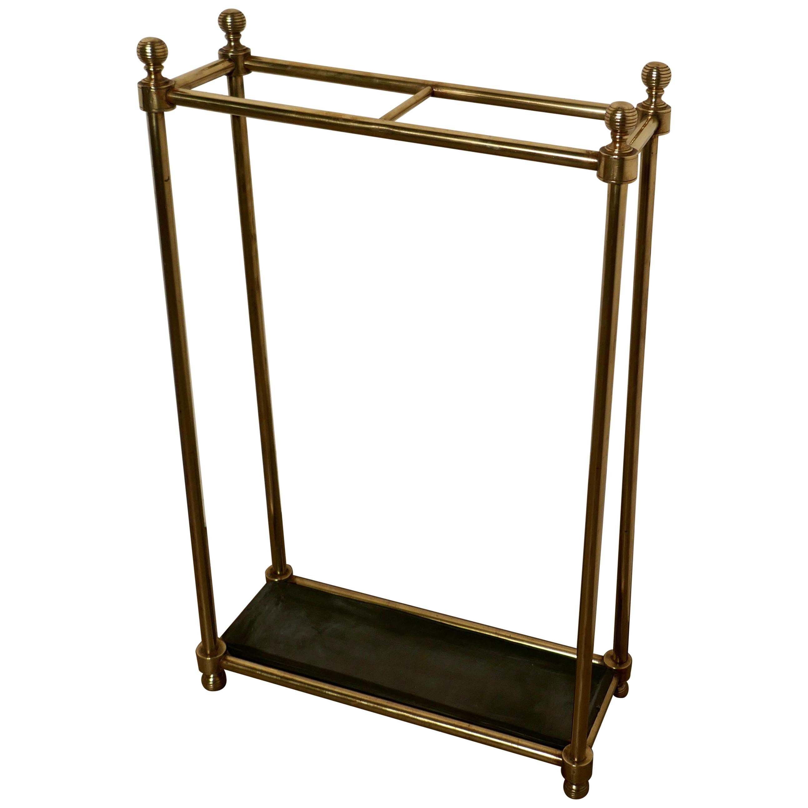 Tall Victorian Brass, and Iron Walking Stick Stand or Umbrella Stand