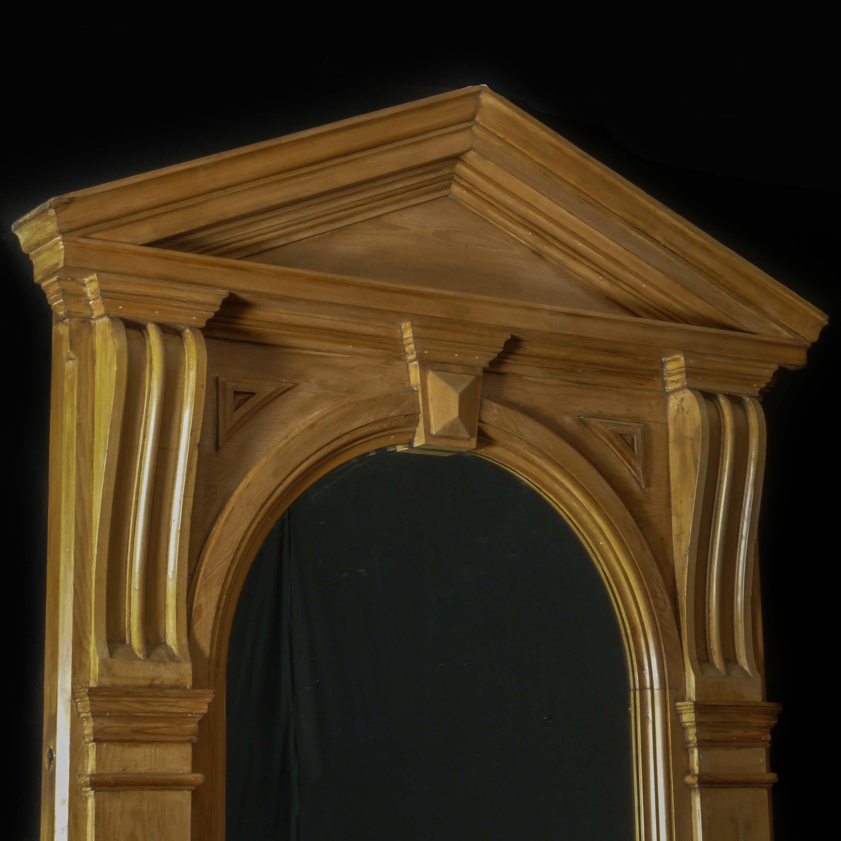 Tall Victorian Pine Architectural Mirror For Sale 1